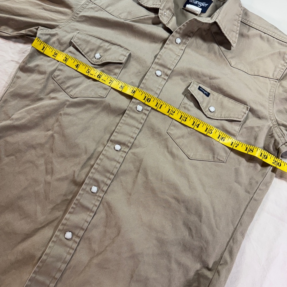 Wrangler Brushpopper Pearl Snap Western Shirt  Tan  Cowboy Mens Medium - Picture 4 of 8